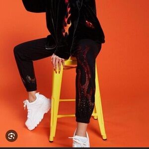 Forever 21 x Hot Cheetos Black Flame-Accent Jogger Pants Size XS Lounge